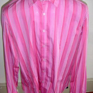 TED BAKER PINK STRIPPED SHIRT [XL]
